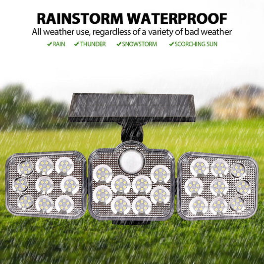 Solar Outdoor Lights 138 LED 3-Head Adjustable 360Β°Rotating Wide-Angle