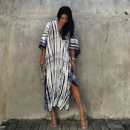 π Chic Beach Cover-Up Tunic Maxi Dress