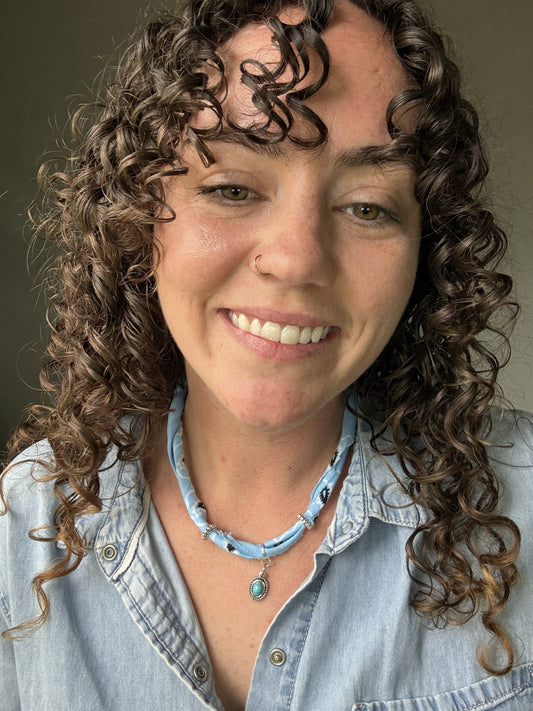 π Sky Bandana Necklace | Turquoise Charm Minimal Necklace