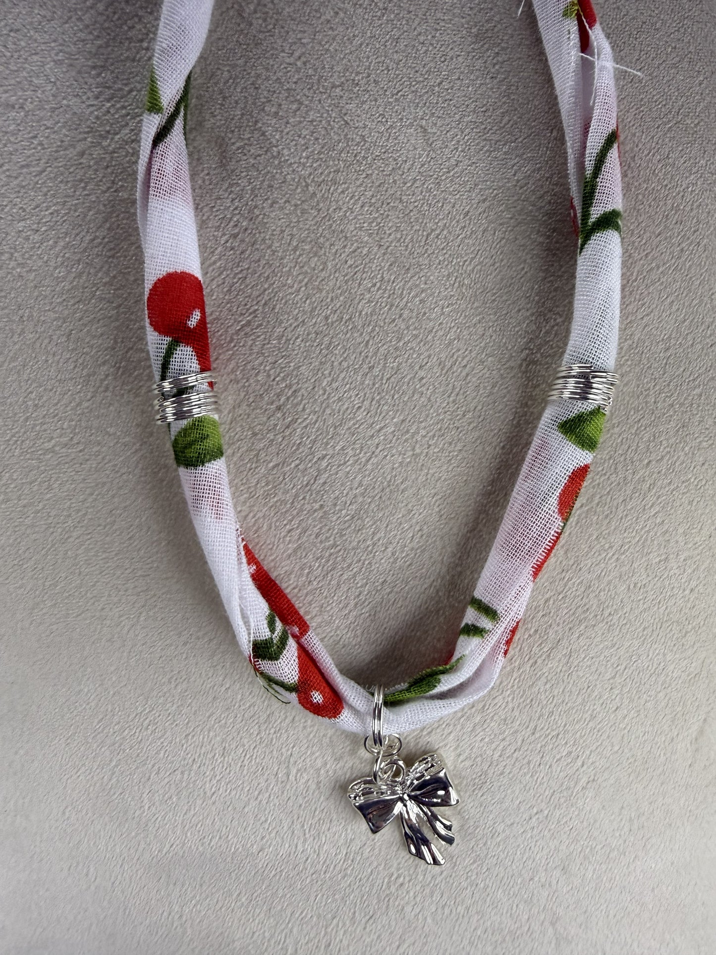 🍒 Cherry Bow Bandana Necklace | Sweet Minimal Statement