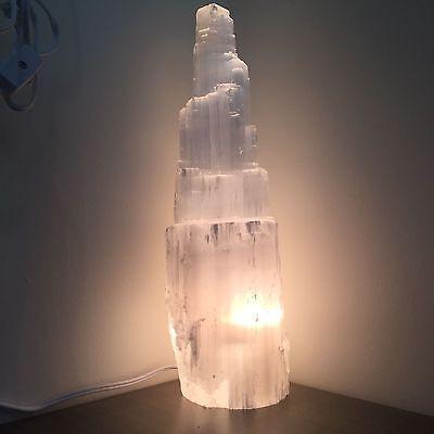 🕊 Selenite Crystal Skyscraper Lamp – Prime
