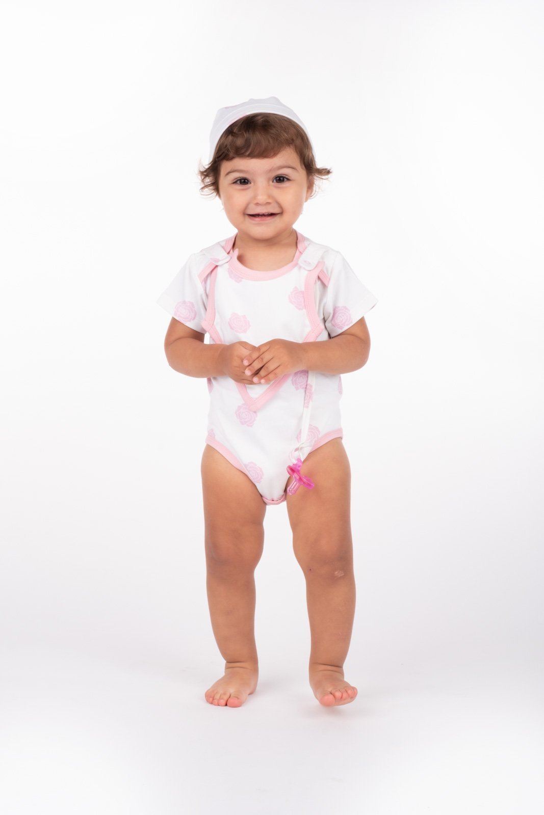 πΈ Pink Rose Smart Bodysuit + Bib Set β Organic Cotton