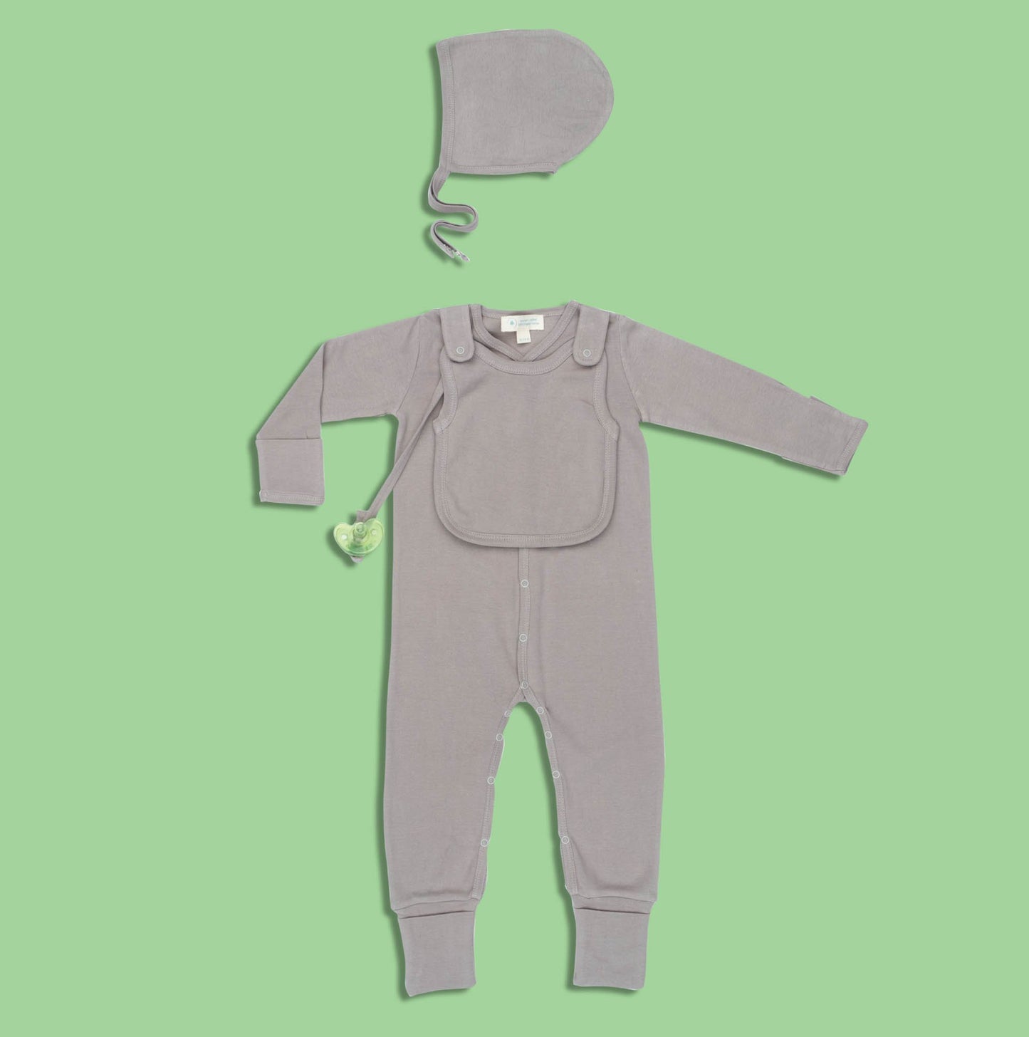 π Gray Smart Footie + Snap Bib β Organic Convertible Sleeper Set π€
