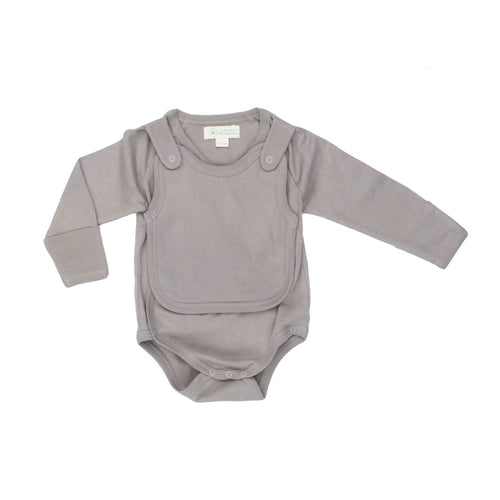 π Gray Smart Kimono Bodysuit + Bib Set β Organic Cotton
