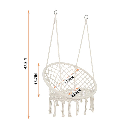Macrame Hanging Hammock Chair, Cotton Rope Swing for Indoor and