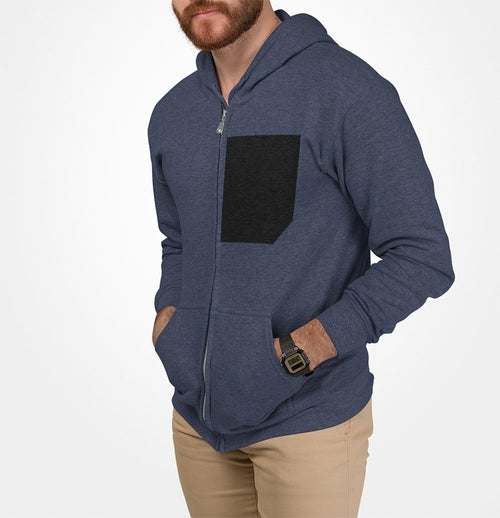 Men’s Faux Pocket Zip-Up Hoodie – Black Edge Edition 🖤