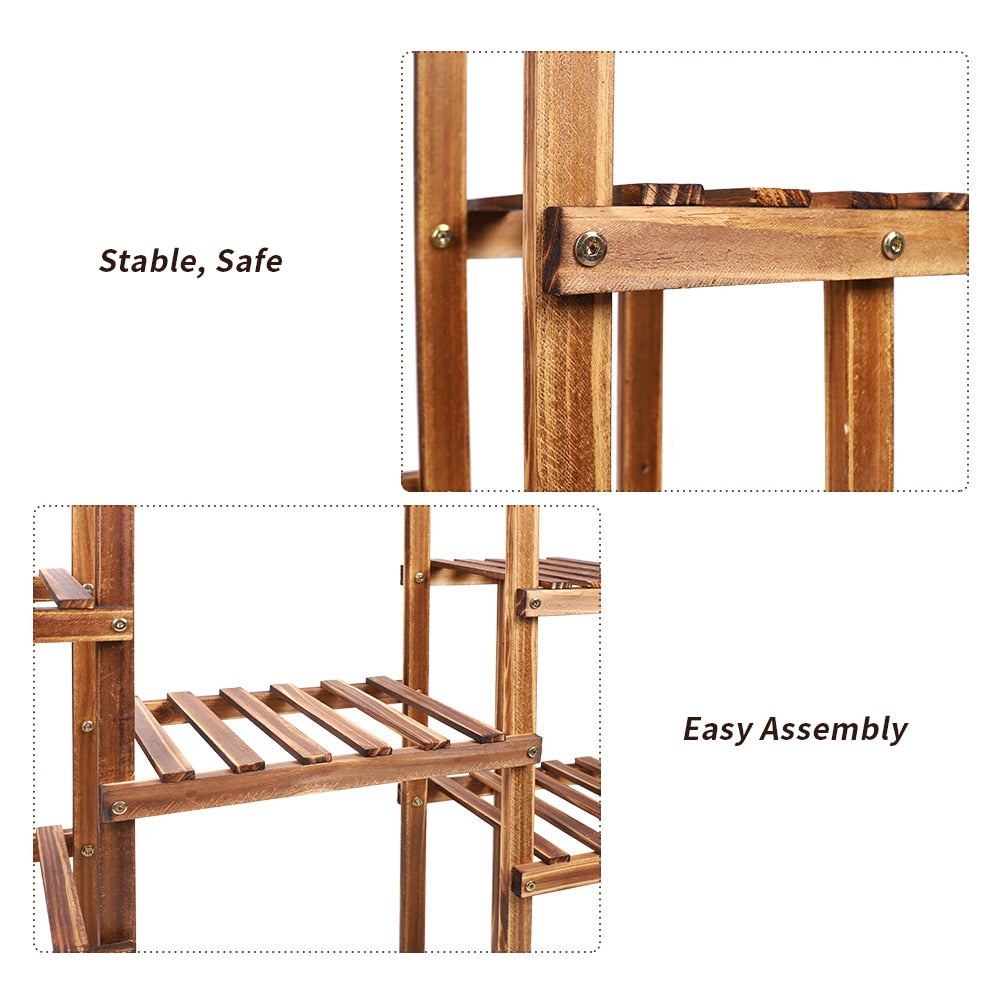🌿 Indoor 9-Tier Wooden Plant Stand