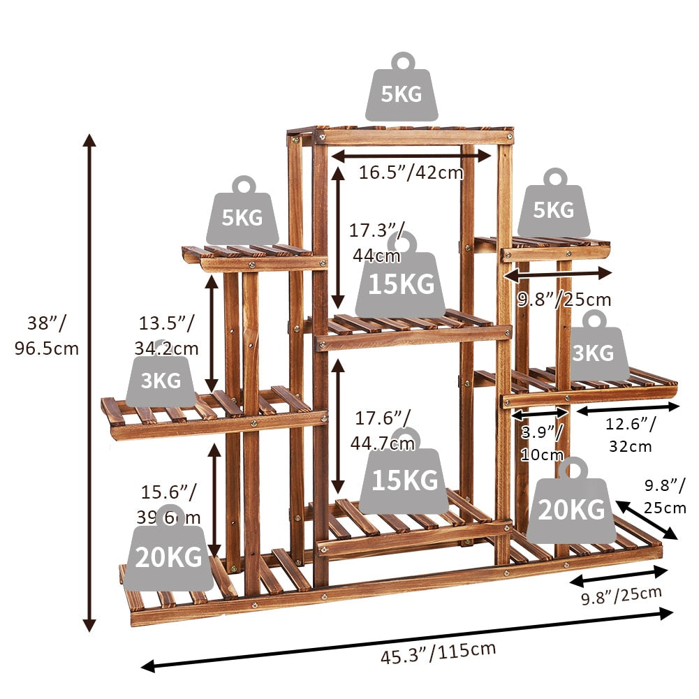 🌿 Indoor 9-Tier Wooden Plant Stand