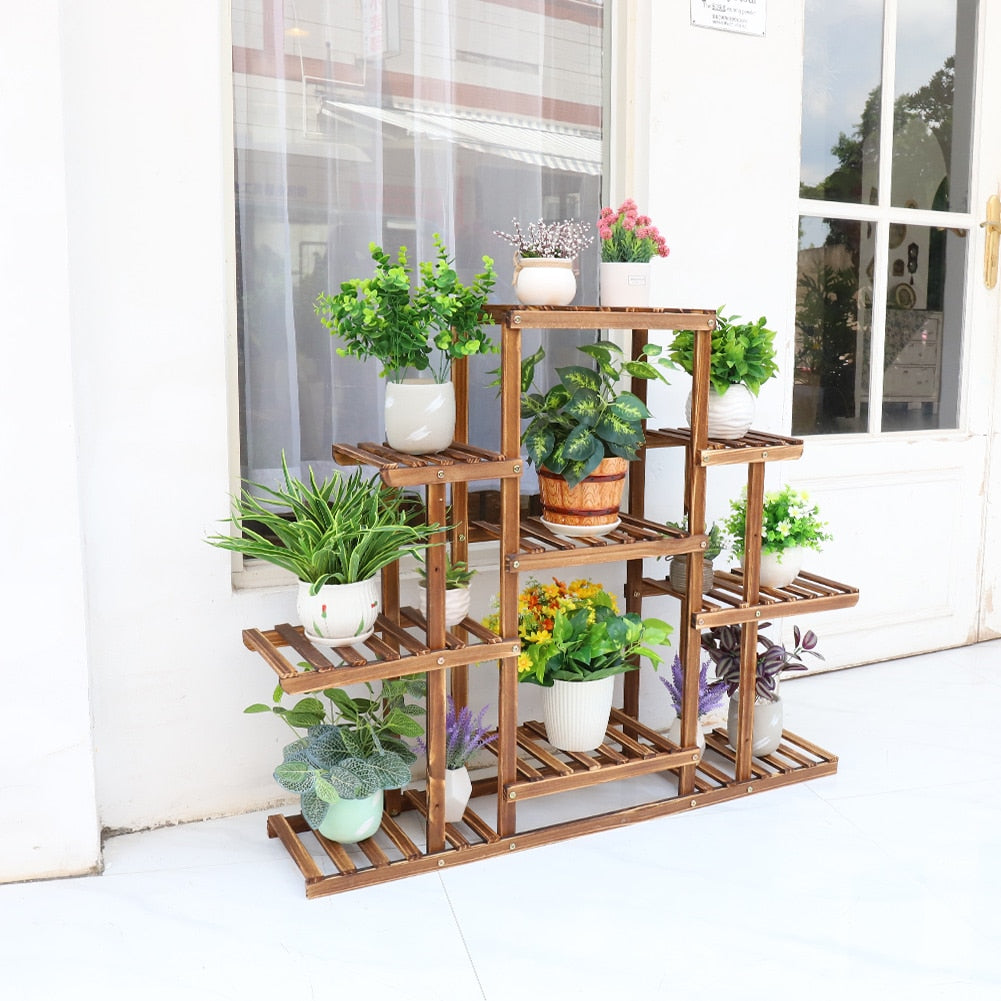 🌿 Indoor 9-Tier Wooden Plant Stand