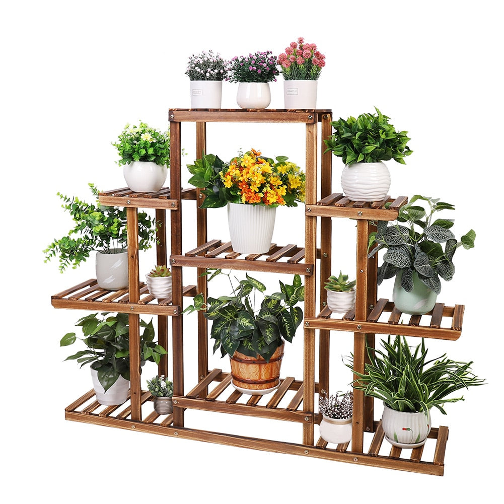 🌿 Indoor 9-Tier Wooden Plant Stand