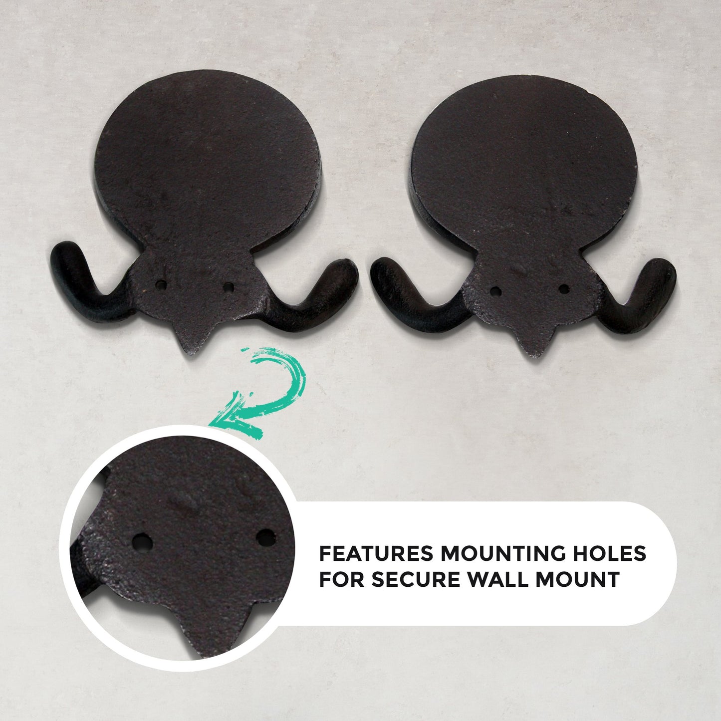 🛁 Set of 2 His & Hers Rustic Cast Iron Towel Hooks