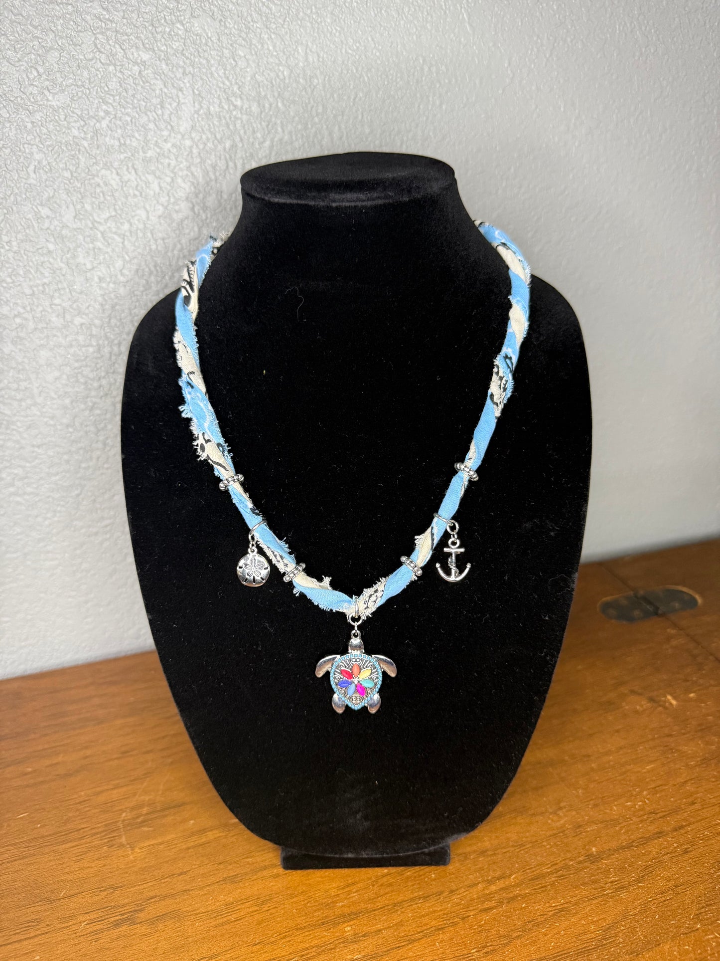 🐢 Coastal Turtle Bandana Necklace | Boho Beach Charm Statement Piece