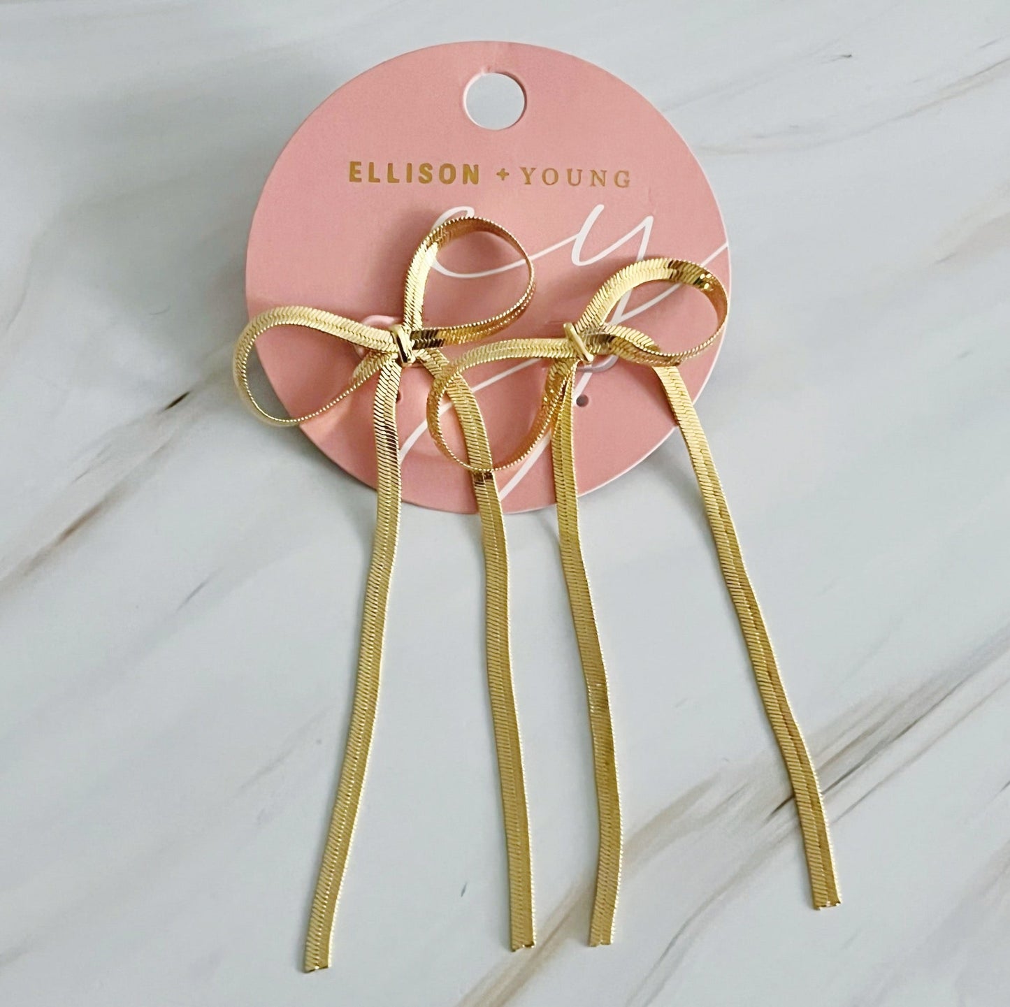 💛 Golden Bow Drop Earrings