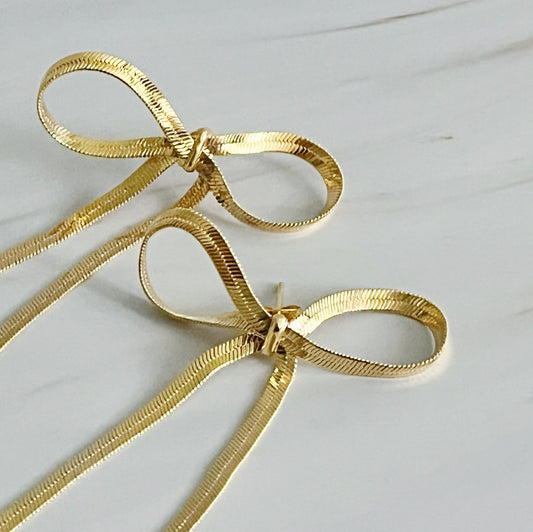 💛 Golden Bow Drop Earrings