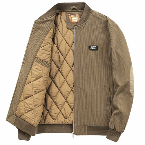 🧥 Men’s Round Collar Winter Zipped-Up Elbow Patch Jacket