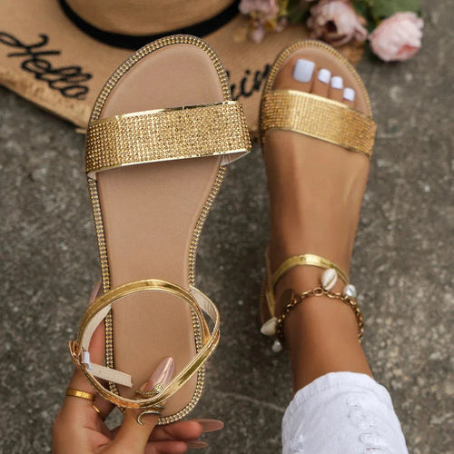 ✨ Comfy Vegan Leather Flat Sandals | Gold