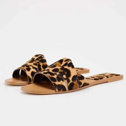 🐾Sierra Slide Sandals – Chic Animal Print Flats for Summer☀️