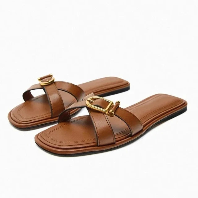 🐾Sierra Slide Sandals – Chic Animal Print Flats for Summer☀️