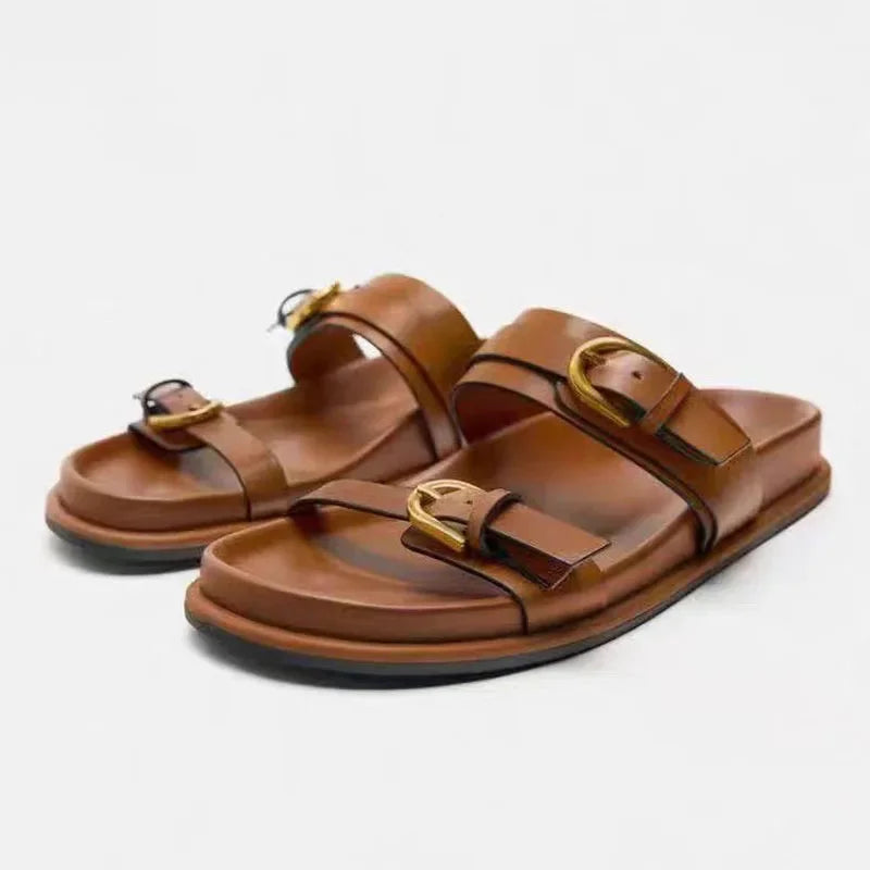 🐾Sierra Slide Sandals – Chic Animal Print Flats for Summer☀️