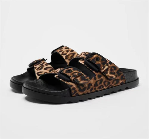 🐾Sierra Slide Sandals – Chic Animal Print Flats for Summer☀️