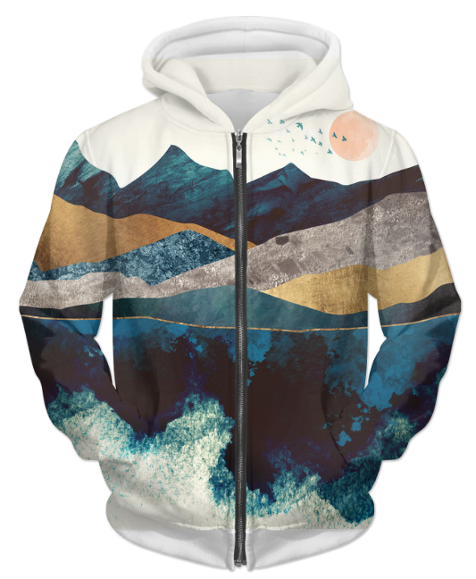 ๐๏ธ Blue Mountain Reflection | Unisex Zip Hoodie