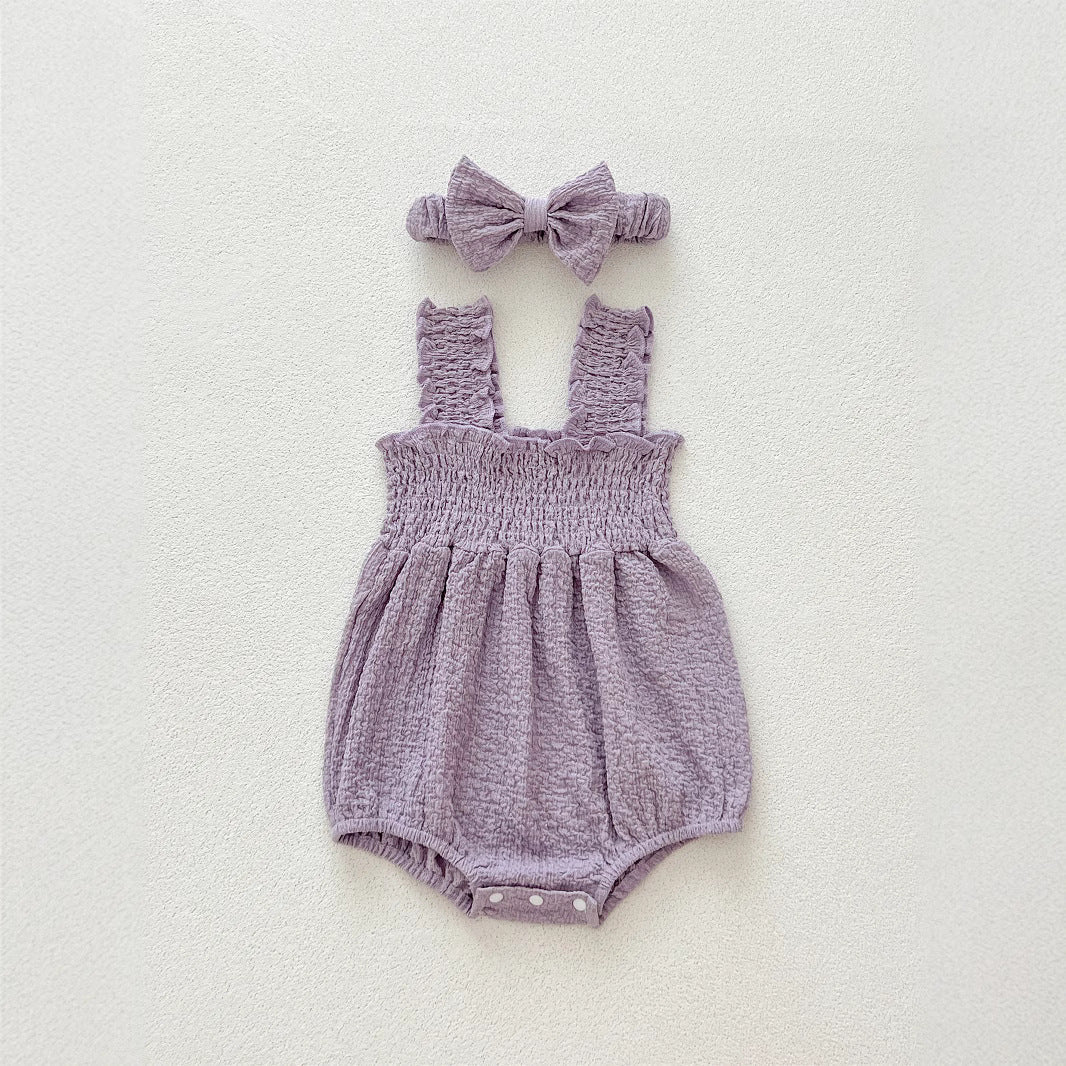 Summer Pleated Sleeveless Onesie – Baby Girls 🌸