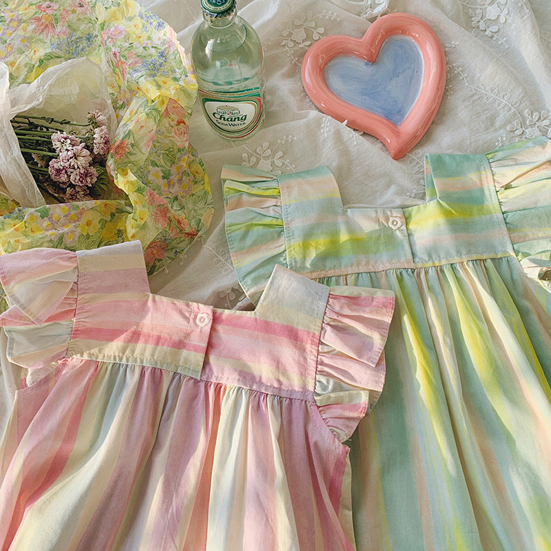 π Skysail Striped Dress β Fly Sleeve Summer Twirl for Girls π