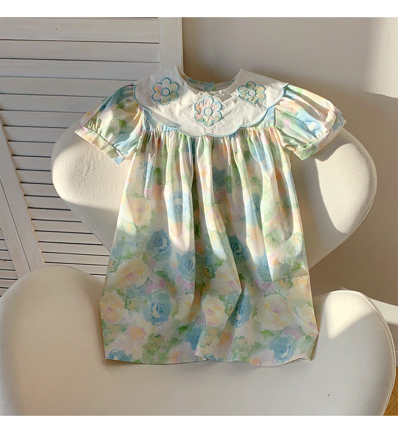 🌼 Summer Floral Dress | Girls’ Cotton Short Sleeve