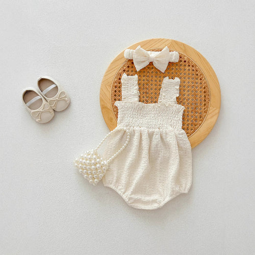Summer Pleated Sleeveless Onesie – Baby Girls 🌸