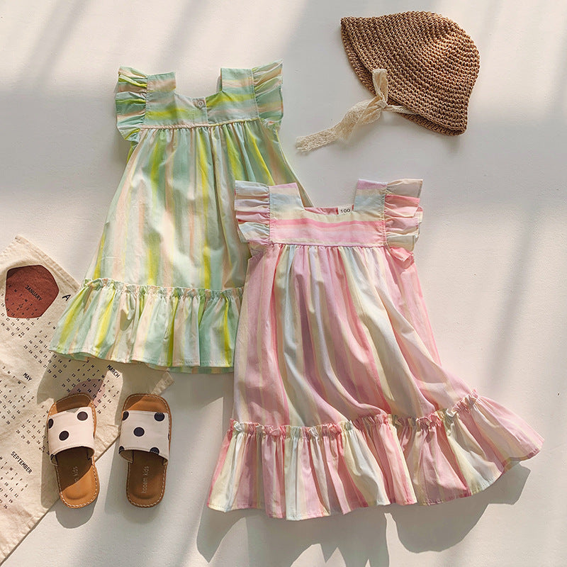 π Skysail Striped Dress β Fly Sleeve Summer Twirl for Girls π
