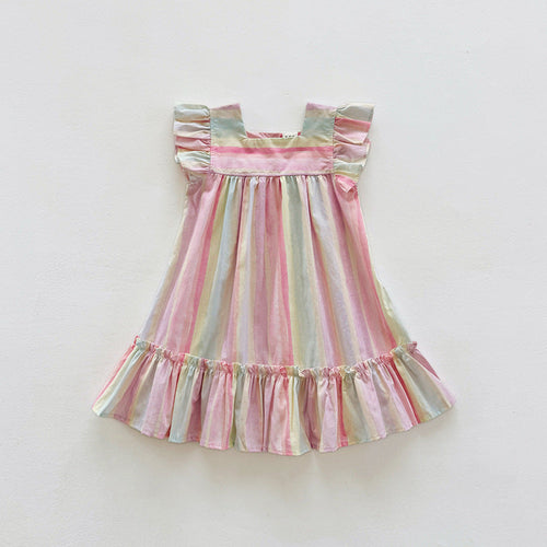 π Skysail Striped Dress β Fly Sleeve Summer Twirl for Girls π