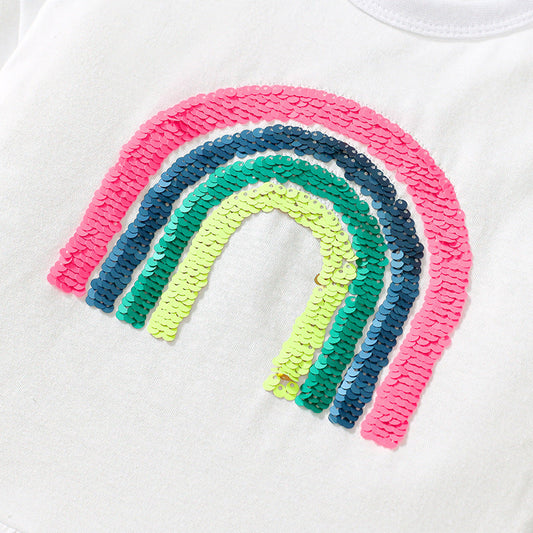 🌈 Rainbow 2-Piece Set | Girls' Summer T-Shirt + Shorts