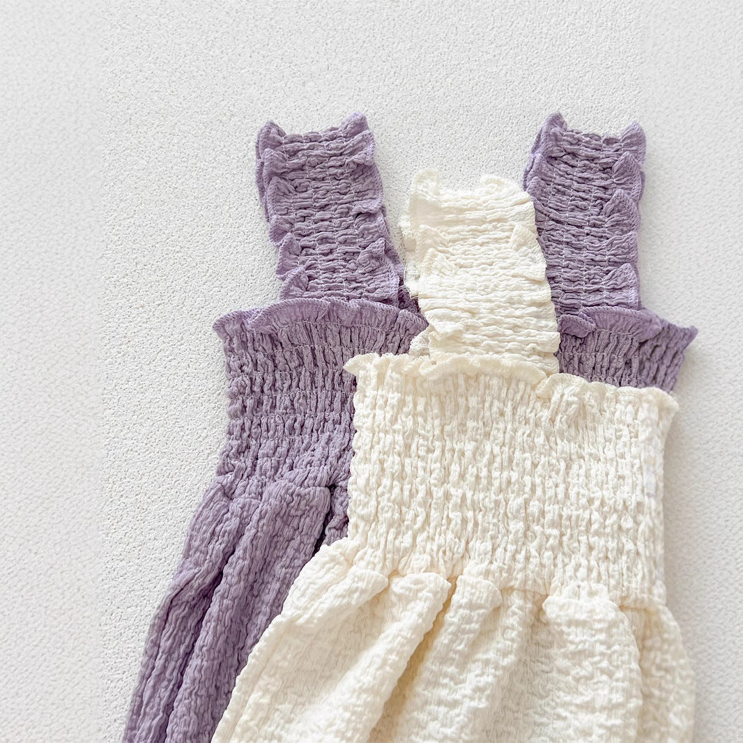Summer Pleated Sleeveless Onesie – Baby Girls 🌸