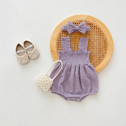 Summer Pleated Sleeveless Onesie – Baby Girls 🌸