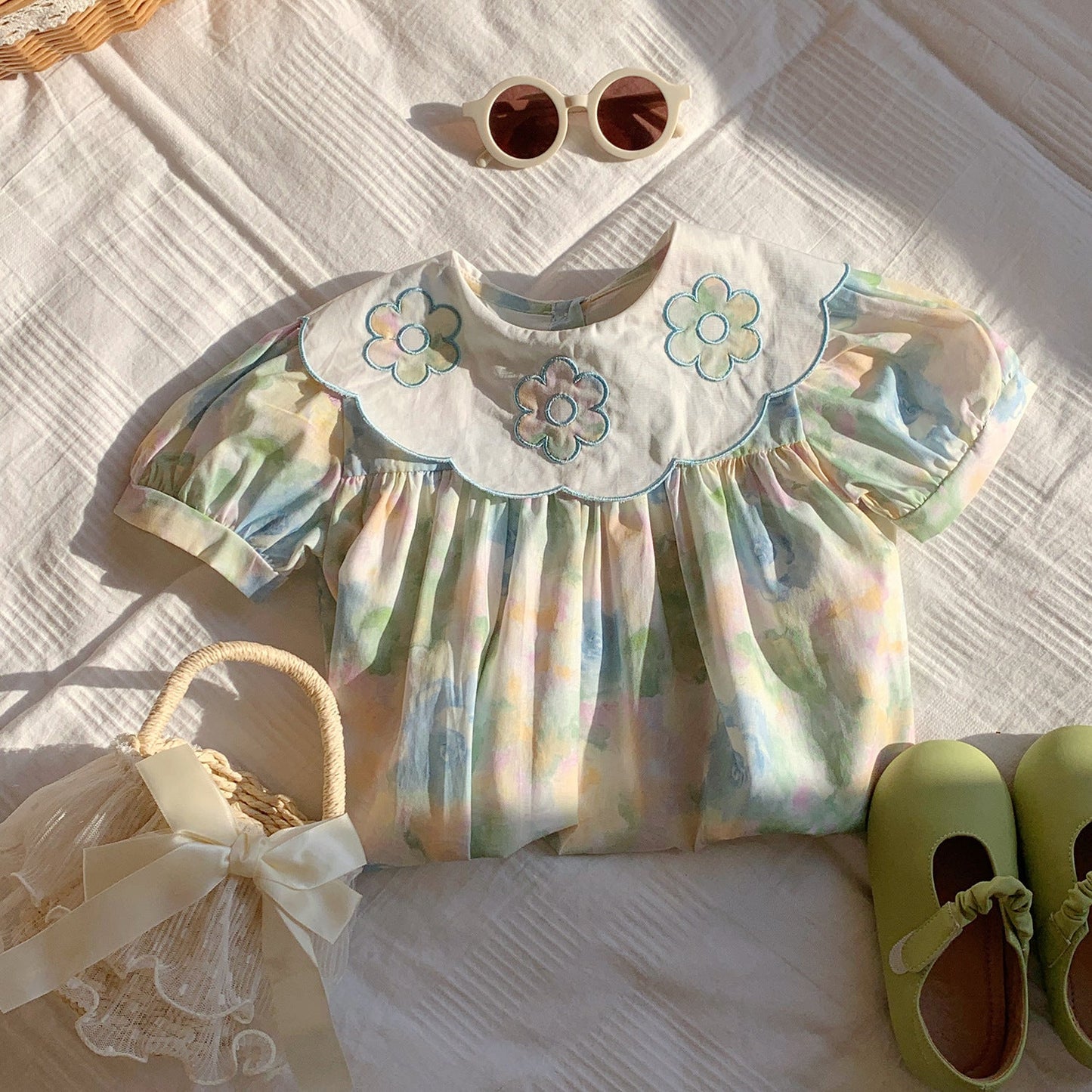 🌼 Summer Floral Dress | Girls’ Cotton Short Sleeve