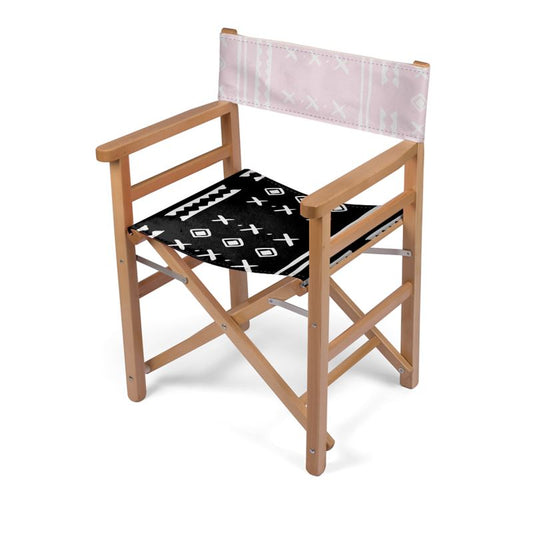 🖤💗 Duality Home Mudcloth Director’s Chair – Pink + Black Edition 🎬✨