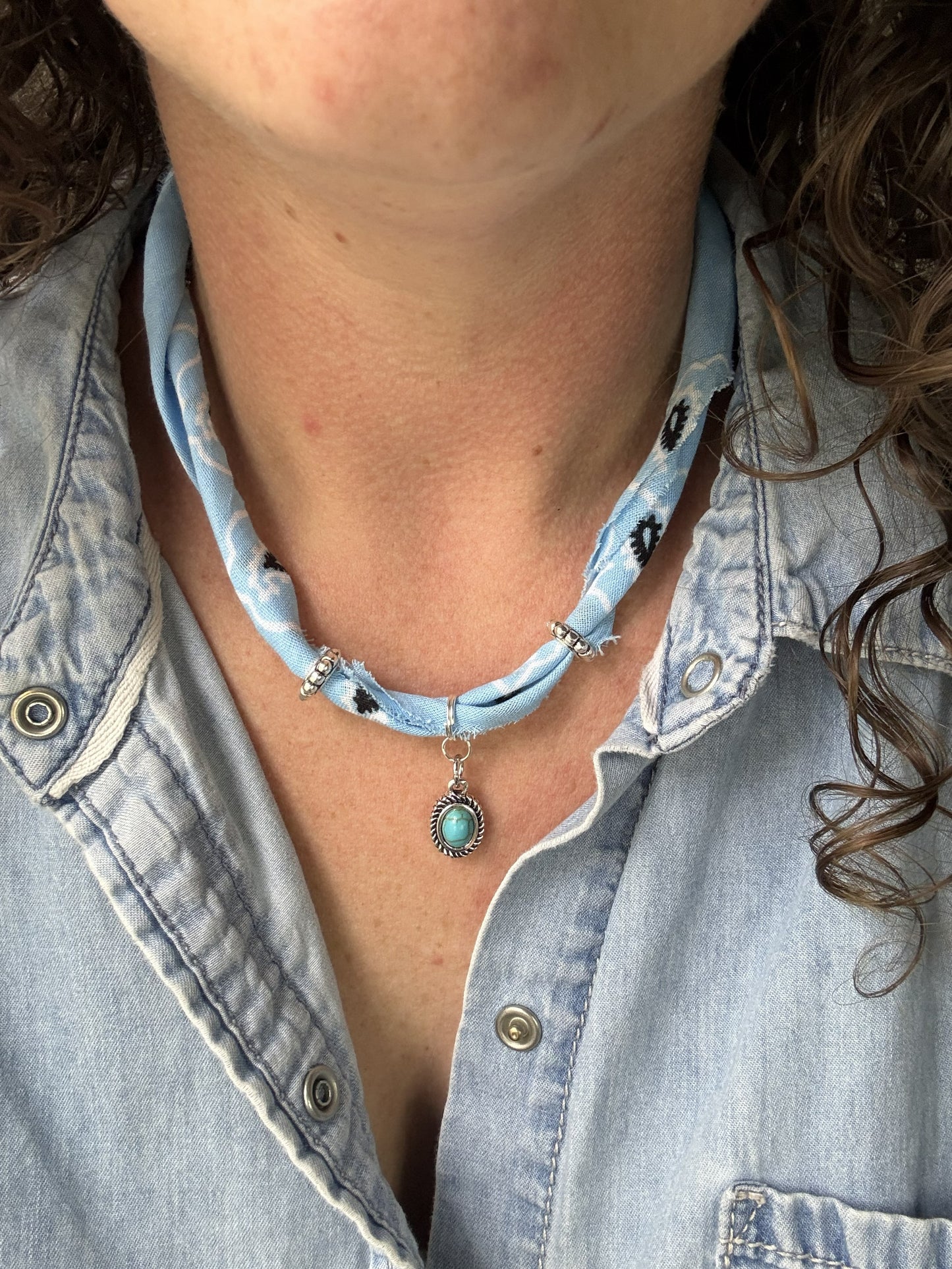 💙 Sky Bandana Necklace | Turquoise Charm Minimal Necklace