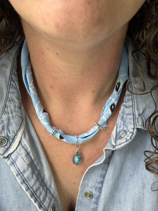 💙 Sky Bandana Necklace | Turquoise Charm Minimal Necklace