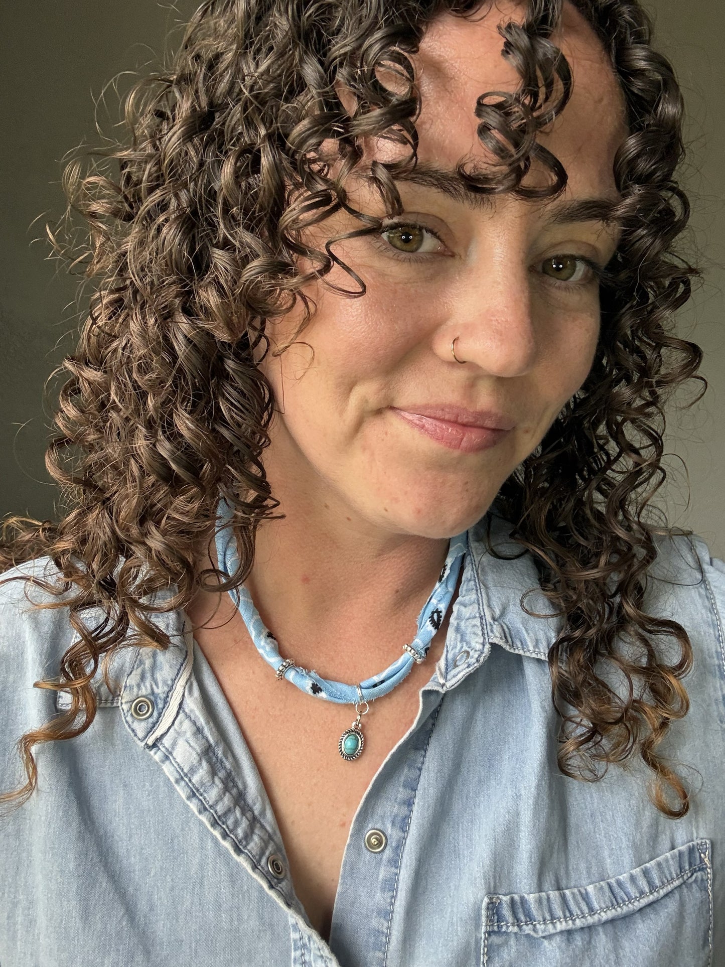 💙 Sky Bandana Necklace | Turquoise Charm Minimal Necklace