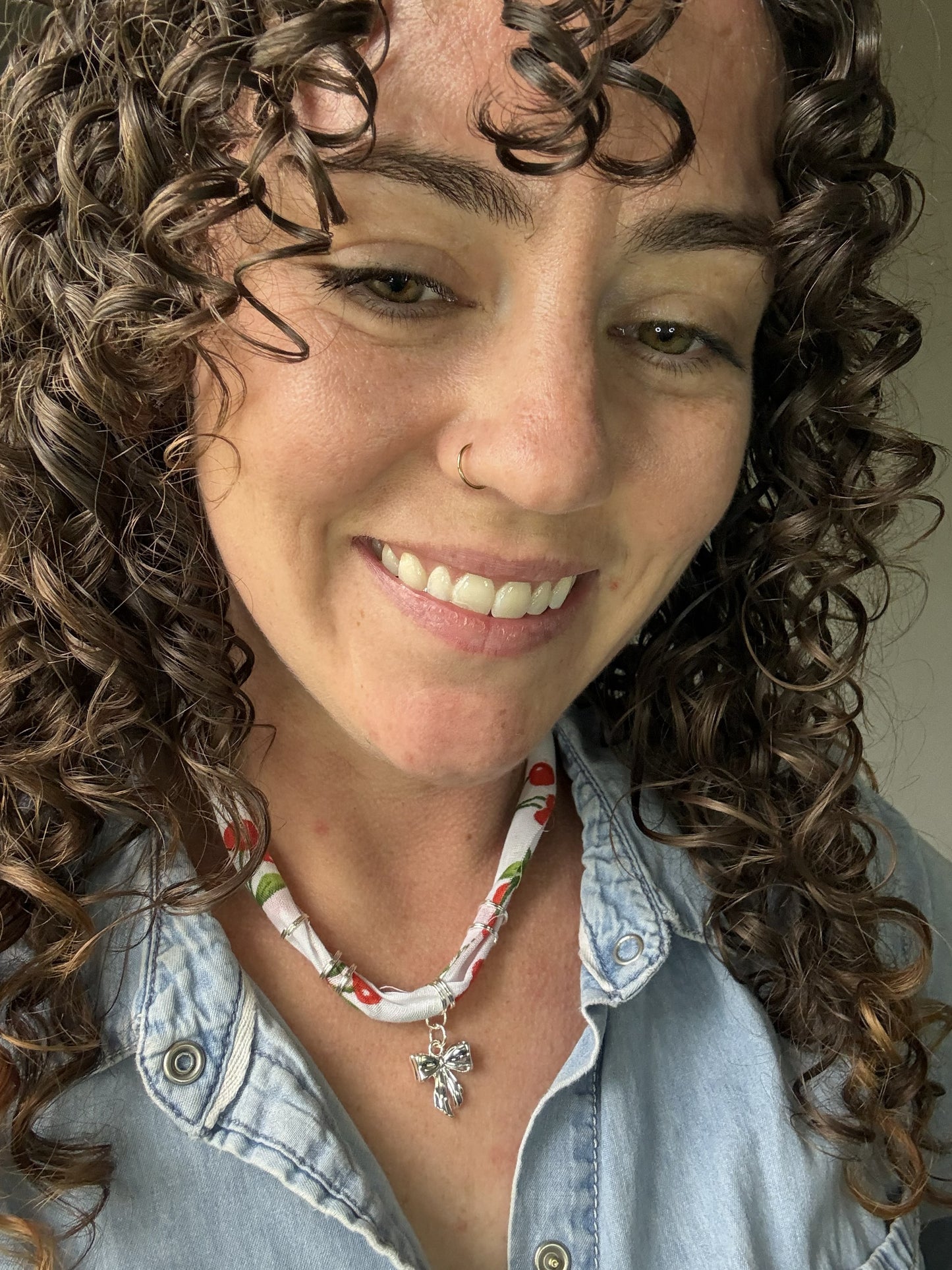 🍒 Cherry Bow Bandana Necklace | Sweet Minimal Statement