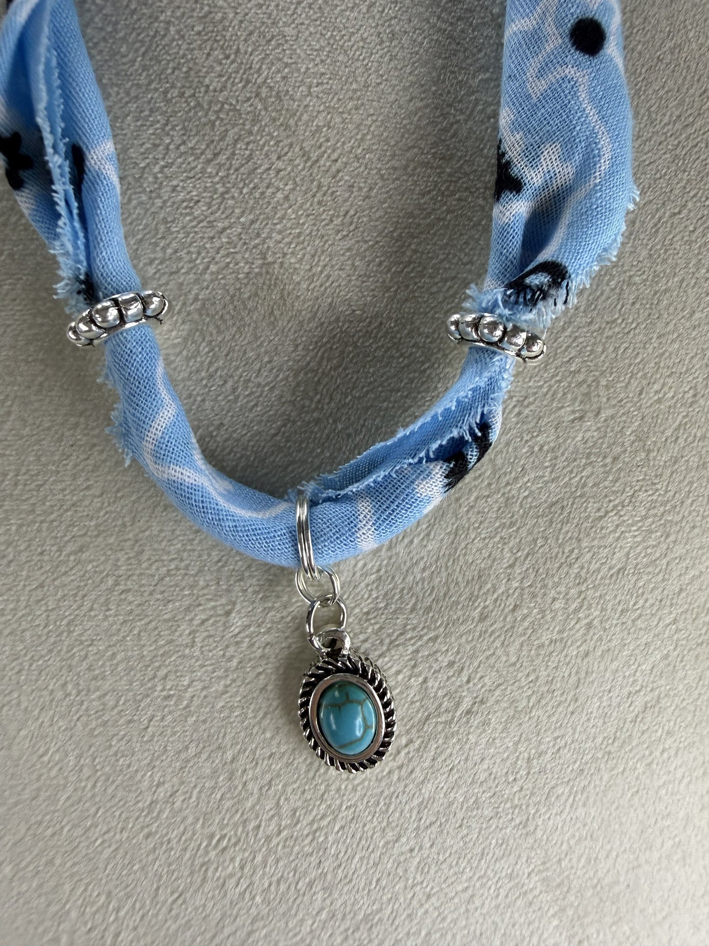 💙 Sky Bandana Necklace | Turquoise Charm Minimal Necklace