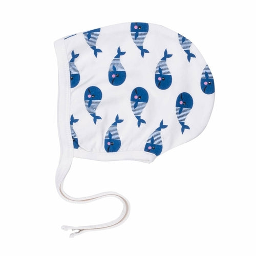 🐳 Smart Baby Bonnet – Blue Whale | Organic Cotton + Spandex