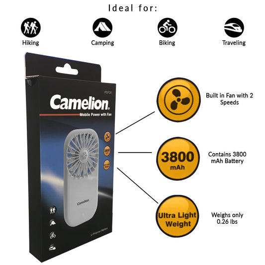 🔋 Camelion Mobile Power with Fan – White 💨