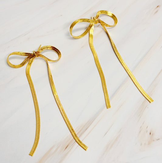 💛 Golden Bow Drop Earrings