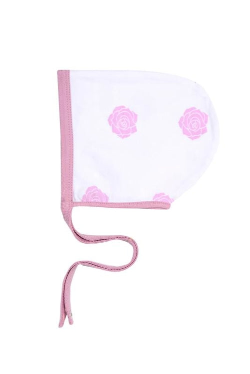 🌸 Smart Baby Bonnet – Pink Rose | Organic Cotton + Spandex