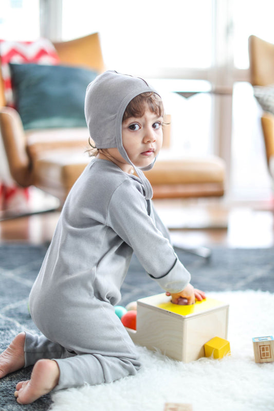 🧢 Best Baby Bonnet – Gray | GOTS Certified Organic Cotton