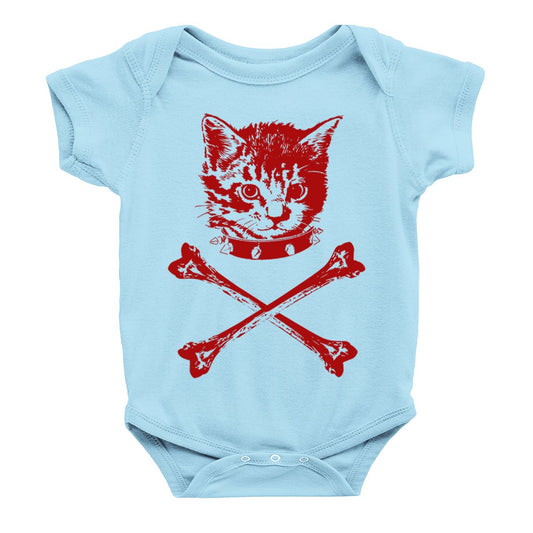 🐱 Kitten Crossbones Baby Onesie – 100% Cotton