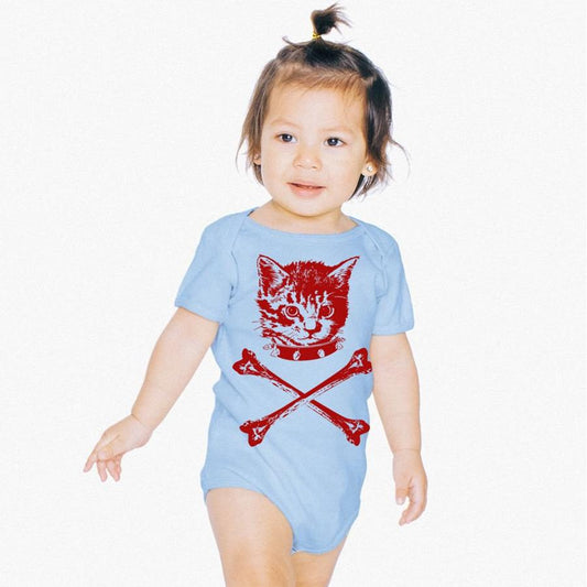 🐱 Kitten Crossbones Baby Onesie – 100% Cotton