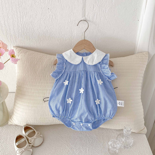 👗Bluebell Bloom Baby Romper – Summer Floral Sleeveless Style🌸