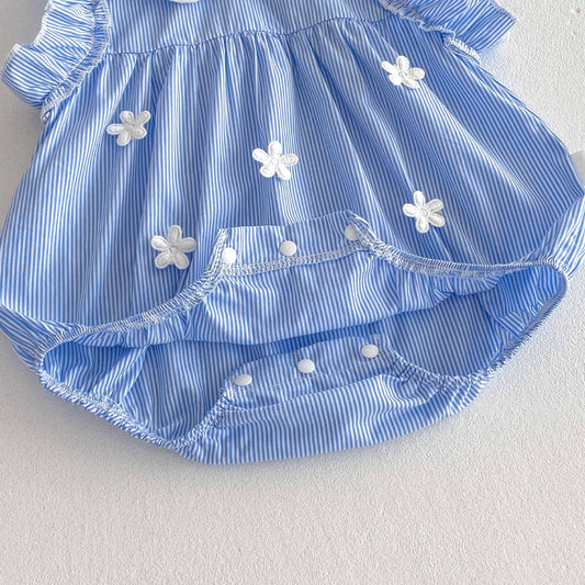 👗Bluebell Bloom Baby Romper – Summer Floral Sleeveless Style🌸